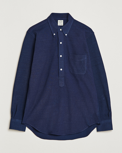 Herre | Casualskjorter | Kamakura Shirts | Vintage Ivy Knit Popover Shirt Navy
