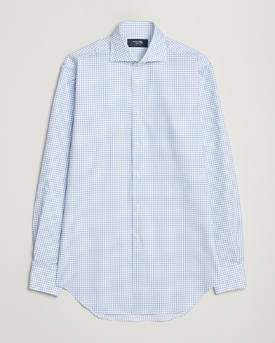 Herre | Japanese Department | Kamakura Shirts | Slim Fit Twill Spread Shirt Sky Blue Check