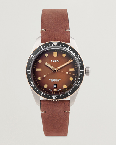 Herre |  | Oris | Divers Sixty-Five 40mm Leather Bracelet Brown