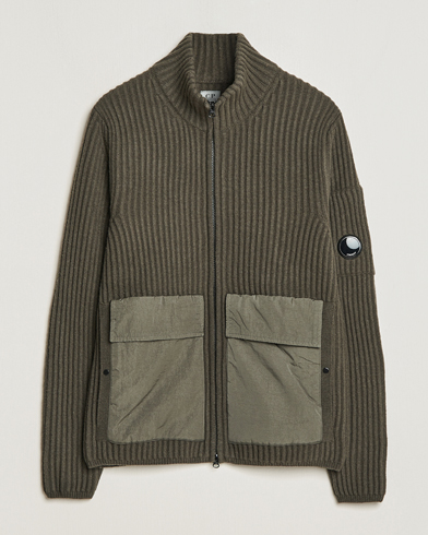 Herre | Gensere | C.P. Company | Heavy Knitted Lambswool Full Zip Olive