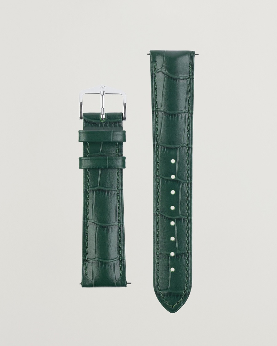HIRSCH Duke Embossed Leather Watch Strap Green – Grønn