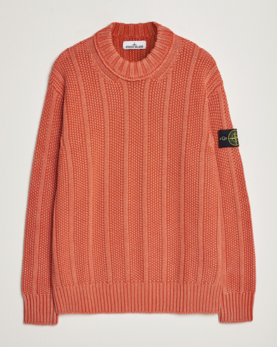 Herre |  | Stone Island | Knitted Wool Crewneck Orange Red