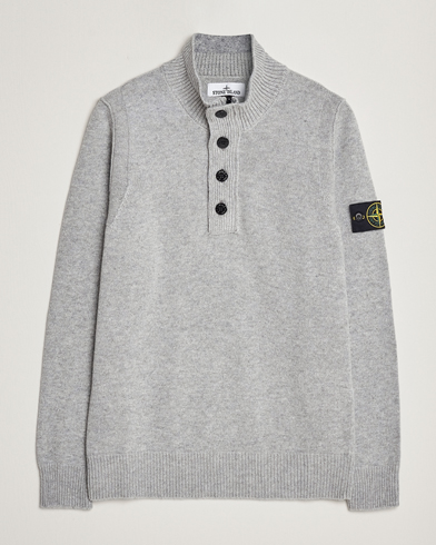 Herre |  | Stone Island | Knitted Lambwool Half Button Zip Melange Grey