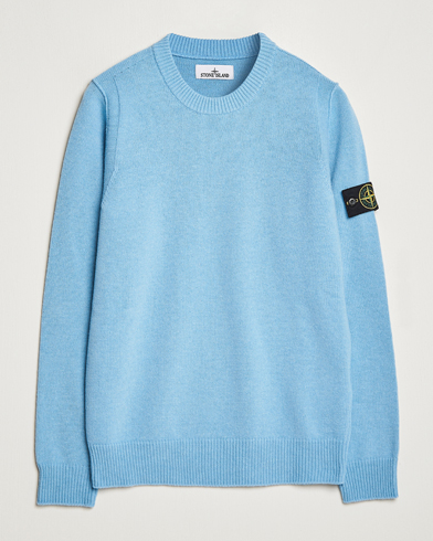 Herre | Stone Island | Stone Island | Knitted Lambwool Sweater Sky Blue