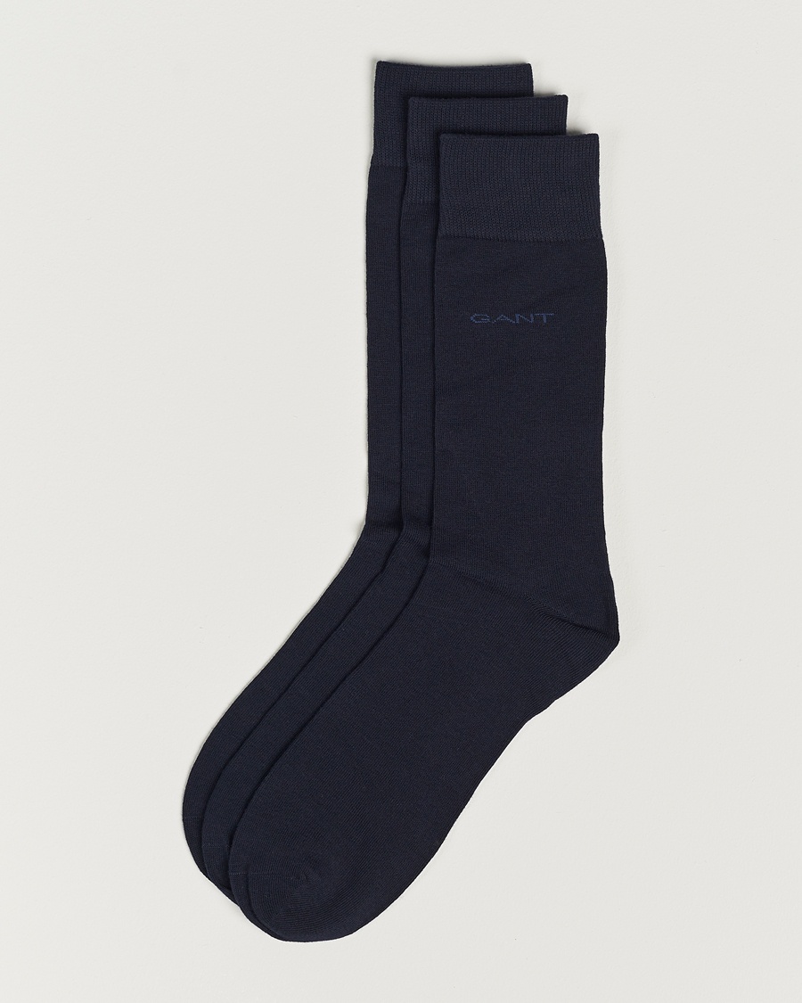 Gant 3-Pack Cotton Socks Marine – Blå