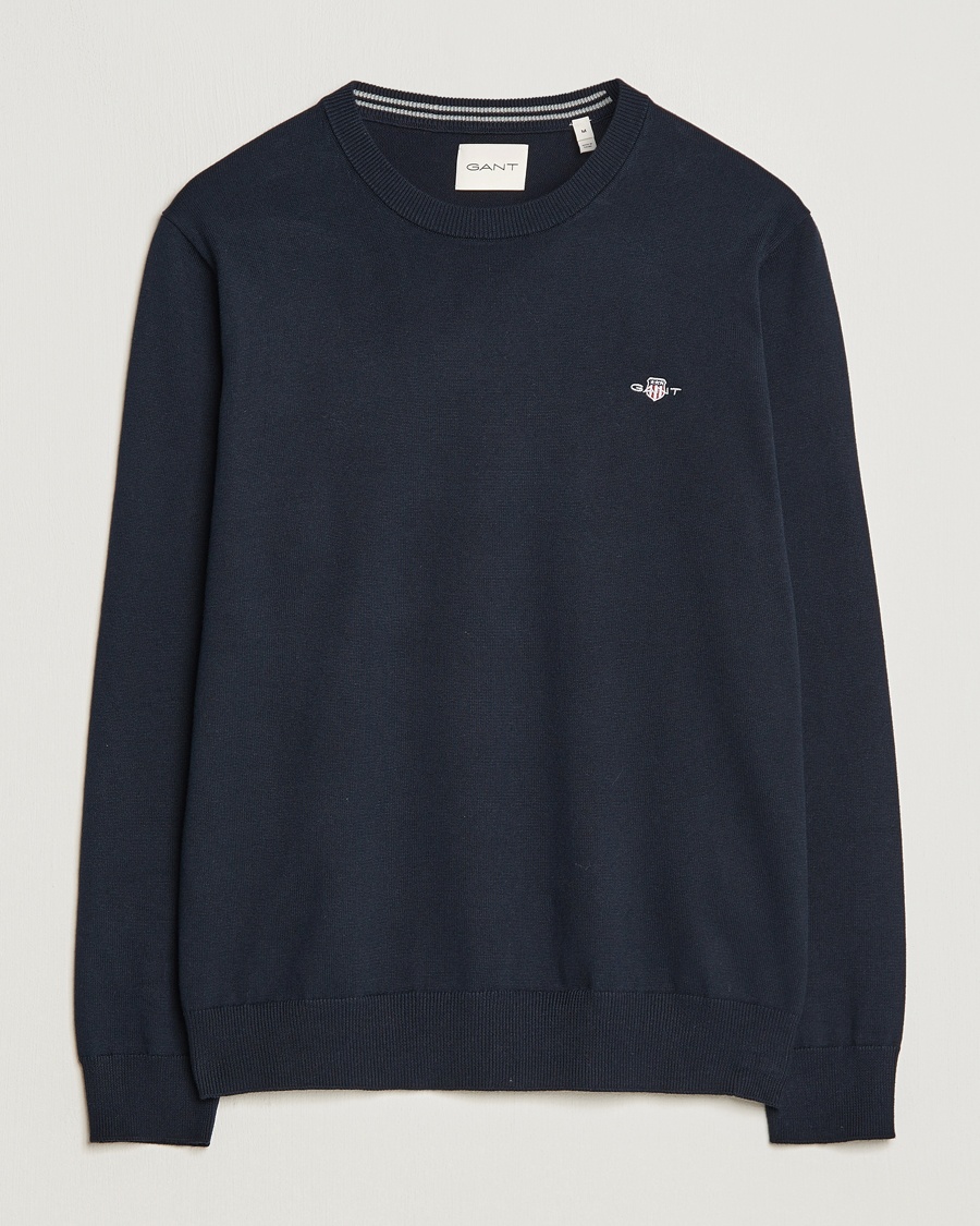 Gant Classic Cotton Crew Neck Evening Blue – Blå