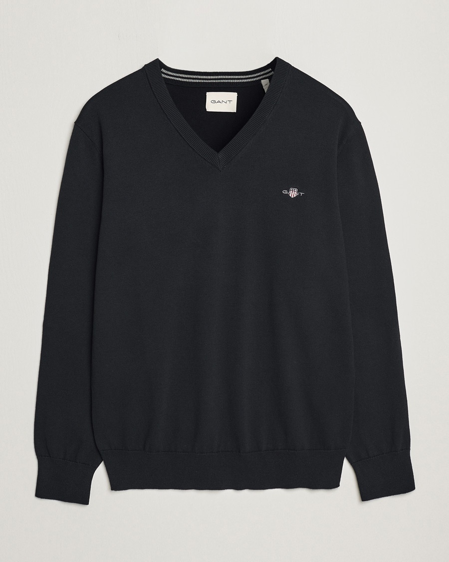 Herre | Pullovers v-hals | GANT | Classic Cotton V-Neck Black