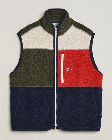 Herre | Gensere | Drake's | Colourblock Boucle Zip Fleece Vest Multi