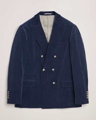 Herre | Dressjakker | Brunello Cucinelli | Double Breasted Corduroy Blazer Royal Blue