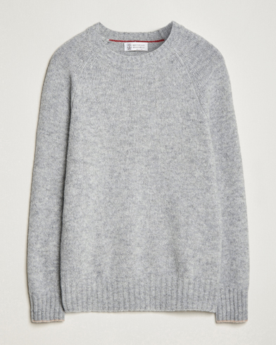 Herre | Pullovers rund hals | Brunello Cucinelli | Fluffy Crew Neck Sweater Light Grey