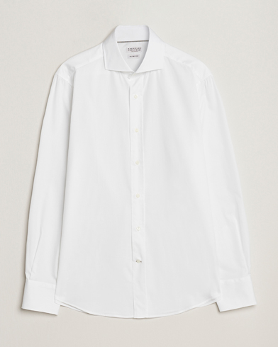 Herre | Quiet Luxury | Brunello Cucinelli | Slim Fit Poplin Shirt White
