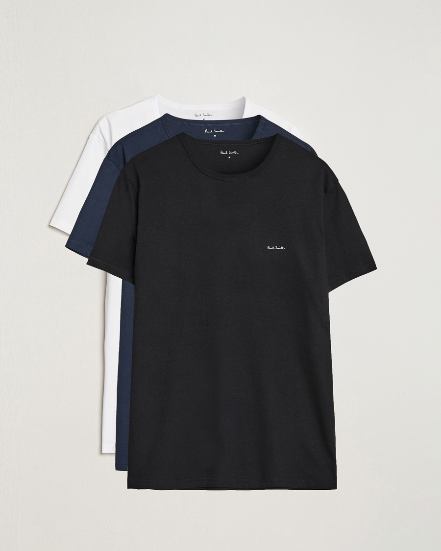 Herre | Flerpakning | Paul Smith | 3-Pack Crew Neck T-Shirt Black/Navy/White