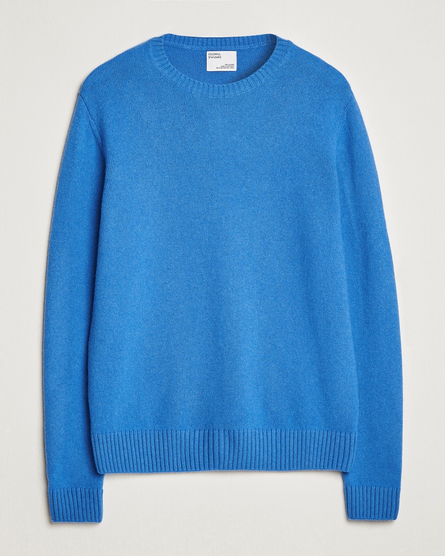 Herre | Strikkede gensere | Colorful Standard | Classic Merino Wool Crew Neck Pacific Blue