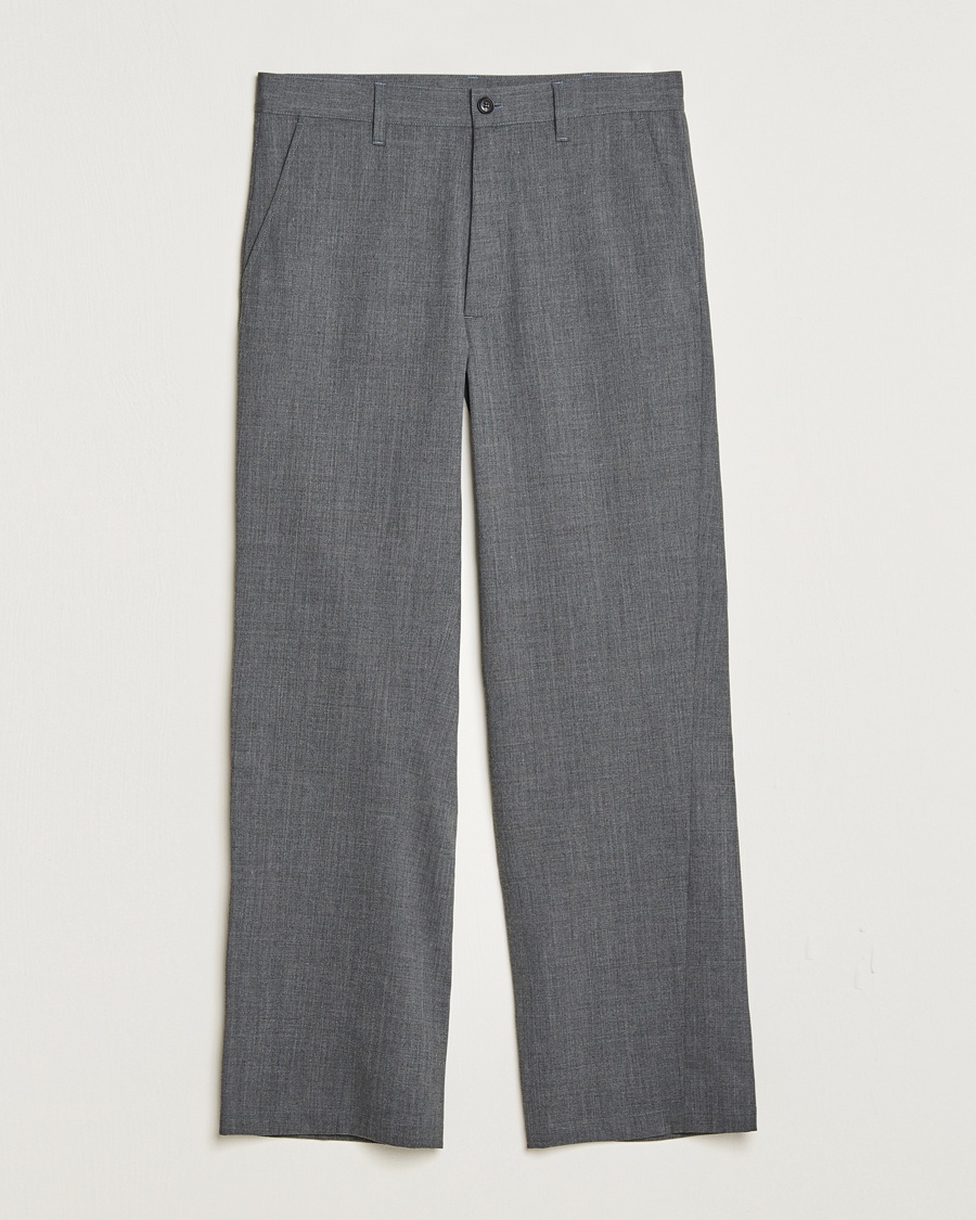 Herre | | Sunflower | Wide Twist Wool Trousers Grey Melange