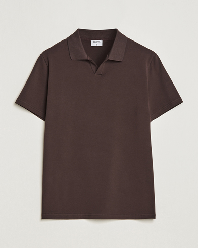 Herre | Filippa K | Filippa K | Soft Lycra Polo T-Shirt Dark Chocolate