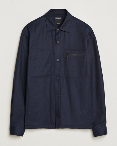Herre | Zegna | Zegna | Techmerino Flannel Shirt Jacket Navy