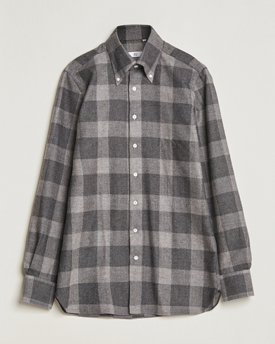 Herre | 100Hands | 100Hands | Large Checked Yak Wool Flannel Shirt Grey
