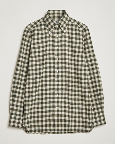Herre | Flanellskjorter | 100Hands | Checked Cotton Flannel Shirt Green Grey