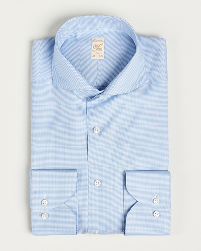 Herre |  | Stenströms | 1899 Slim Supima Cotton Houndtooth Shirt Blue