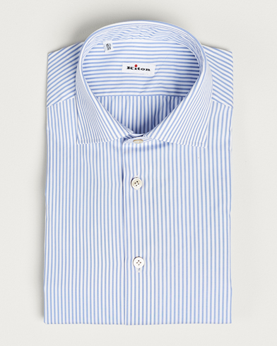 Herre | Formelle | Kiton | Slim Fit Striped Poplin Shirt Light Blue