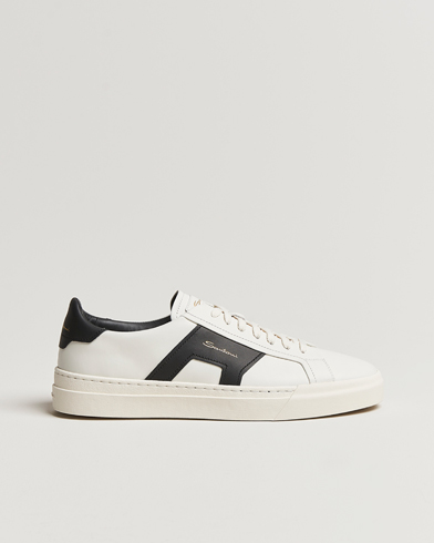 Herre |  | Santoni | Double Buckle Sneakers White/Black
