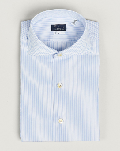 Herre | Finamore Napoli | Finamore Napoli | Milano Slim Washed Dress Shirt Blue Stripe