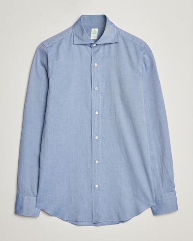 Herre | Skjorter | Finamore Napoli | Tokyo Slim Flannel Shirt Light Blue