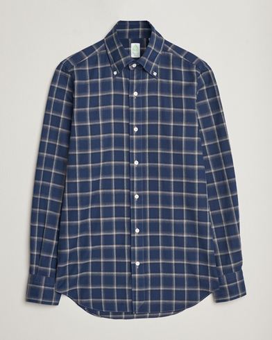 Herre | Klær | Finamore Napoli | Tokyo Slim Flannel Button Down Shirt Navy Check