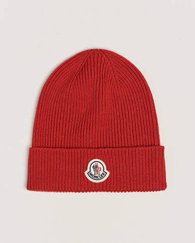 Herre |  | Moncler | Ribbed Wool Beanie Red