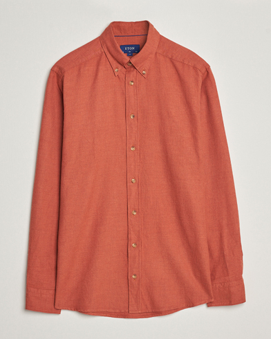 Herre | Flanellskjorter | Eton | Slim Fit Twill Flannel Shirt Rust Red