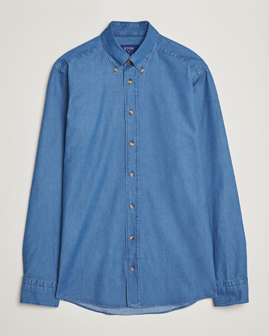 Herre |  | Eton | Slim Fit Denim Shirt Blue