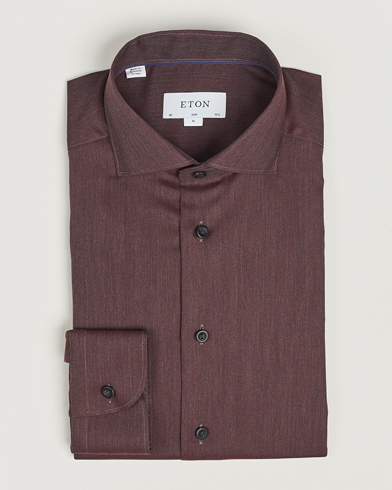 Herre | Skjorter | Eton | Slim Fit Wrinkle Free Flannel Shirt Burgundy