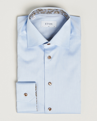 Herre | Eton | Eton | Slim Fit Signature Twill Contrast Shirt Blue