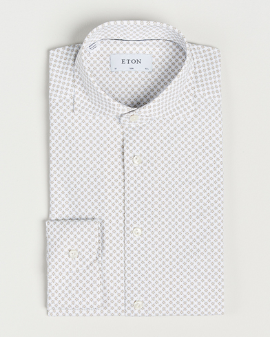Herre | Eton | Eton | Slim Fit Four Way Stretch Printed Shirt Beige