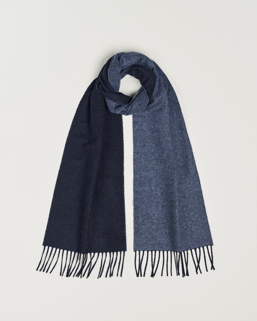 Eton Wool Two-Faced Scarf Navy/Blue