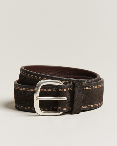Herre |  | Orciani | Suede Stitched Belt 3,5 cm Dark Brown