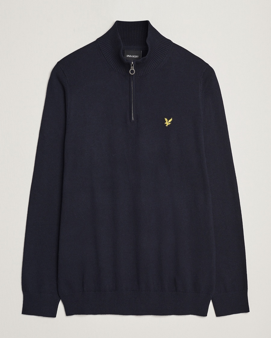Herre | Lyle & Scott | Lyle & Scott | Cotton/Merino Half Zip Dark Navy
