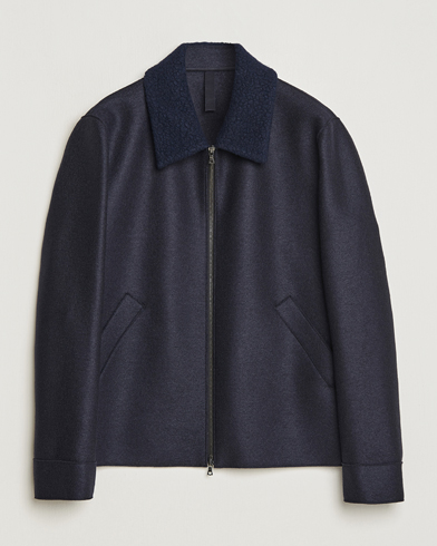 Herre | Moderne jakker | Harris Wharf London | Pressed Wool Boucle Golf Jacket Navy