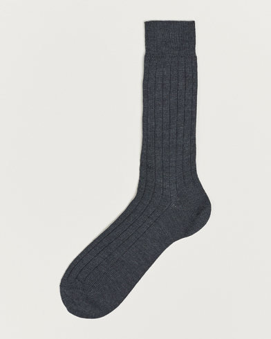 Herre | Bresciani | Bresciani | Wool/Nylon Heavy Ribbed Socks Grey Melange