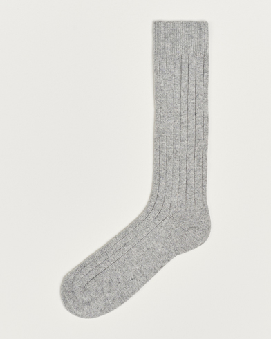 Herre | Bresciani | Bresciani | Wool/Cashmerer Ribbed Socks Light Grey