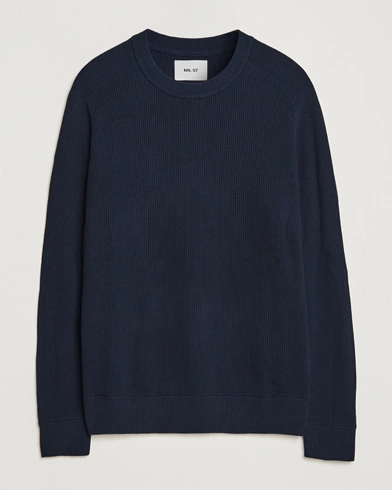 Herre | Strikkede gensere | NN07 | Kevin Cotton Knitted Sweater Navy Blue