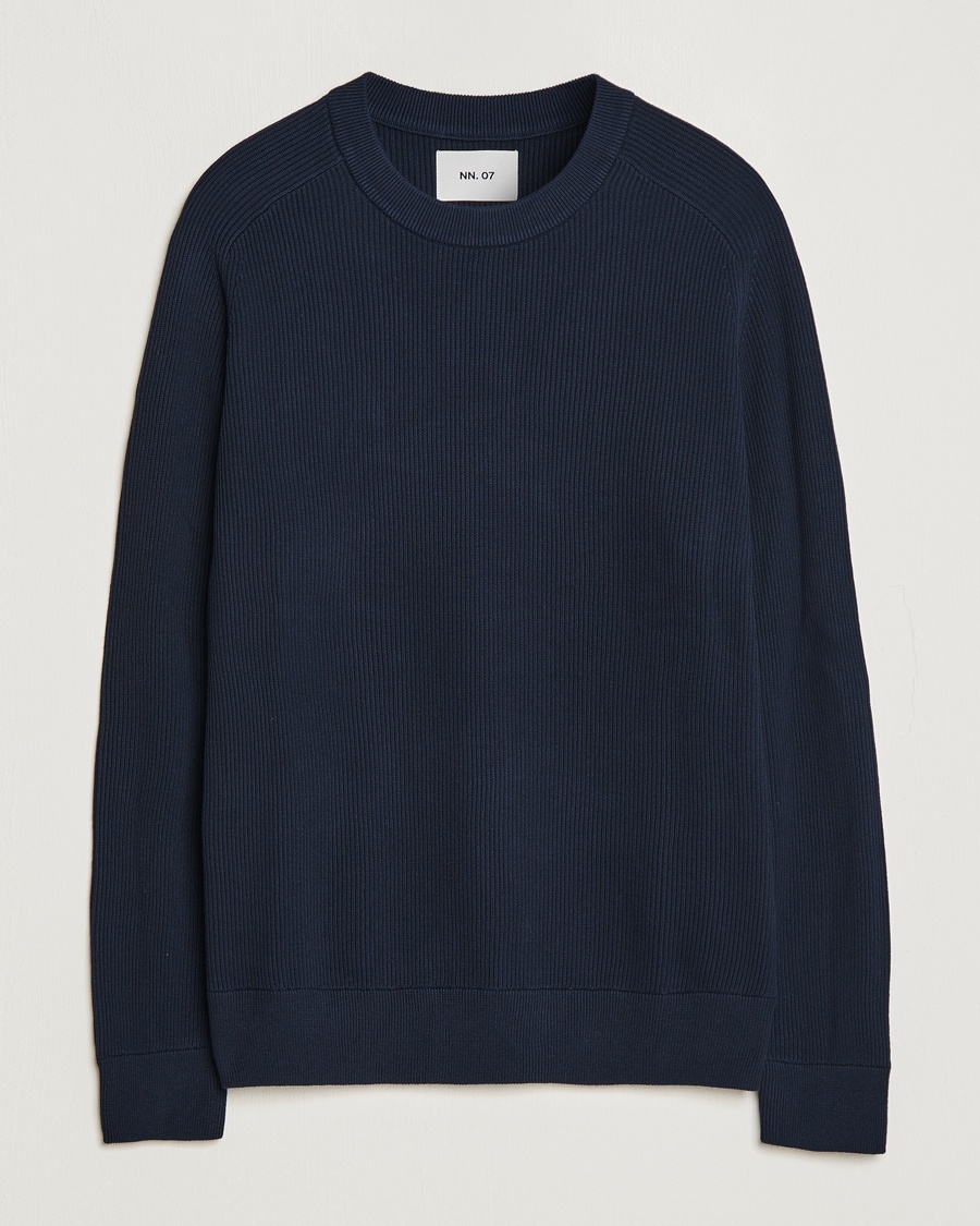 NN07 Kevin Cotton Knitted Sweater Navy Blue – Blå