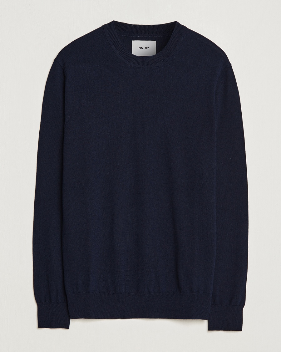 NN07 Ted Merino Crew Neck Pullover Navy Blue – Blå