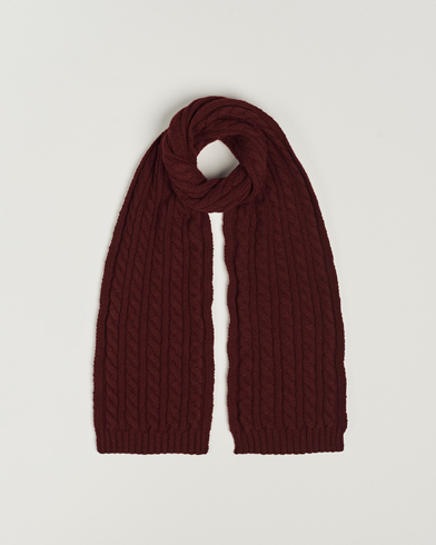 Herre |  | Sunspel | Lambswool Cable Scarf Maroon