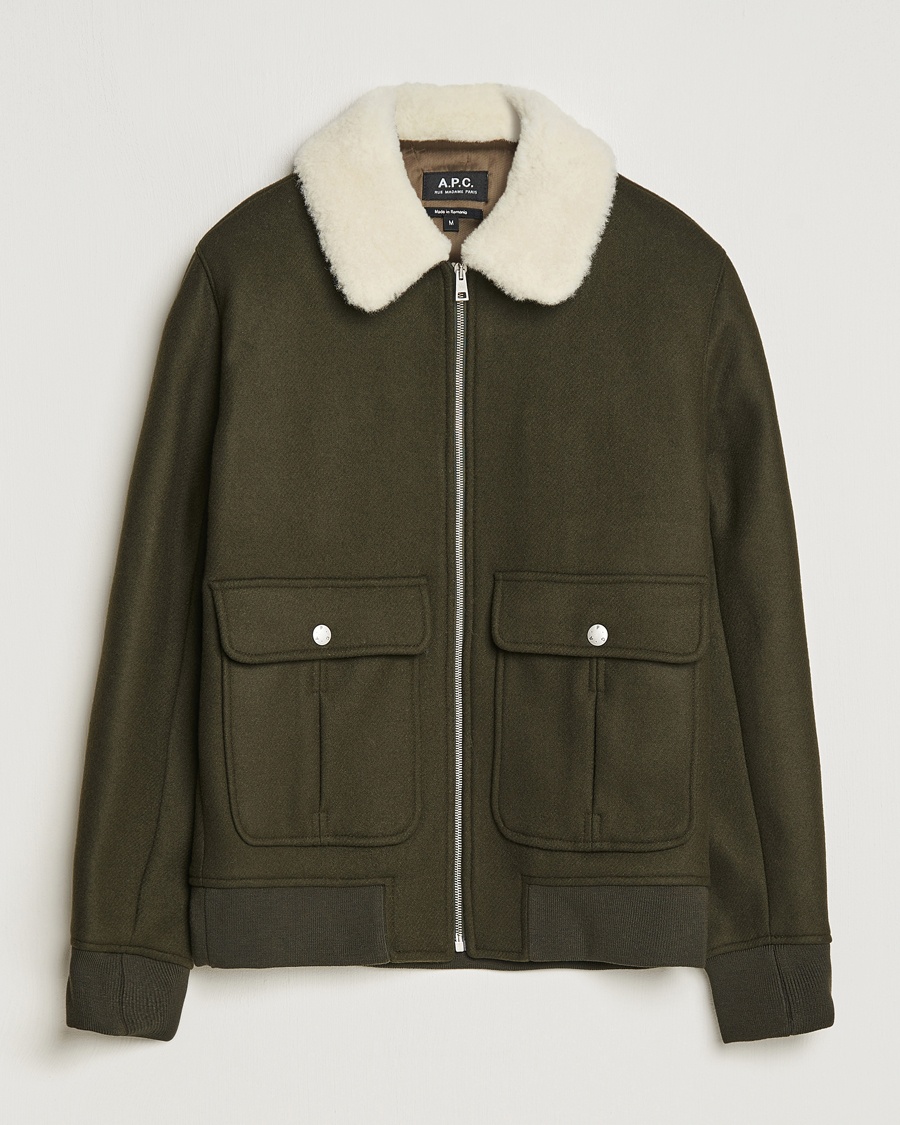 Herre | A.P.C. | A.P.C. | Ben Shearling Bomber Jacket Dark Green