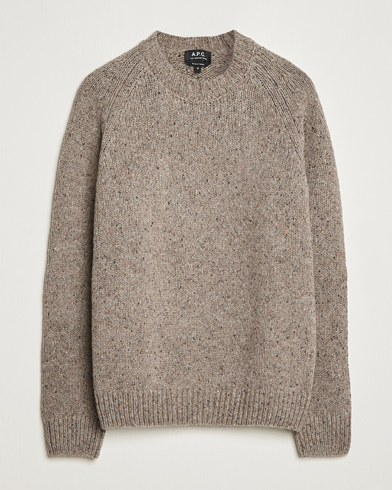 Herre | Strikkede gensere | A.P.C. | Harris Wool Knitted Crew Neck Sweater Taupe