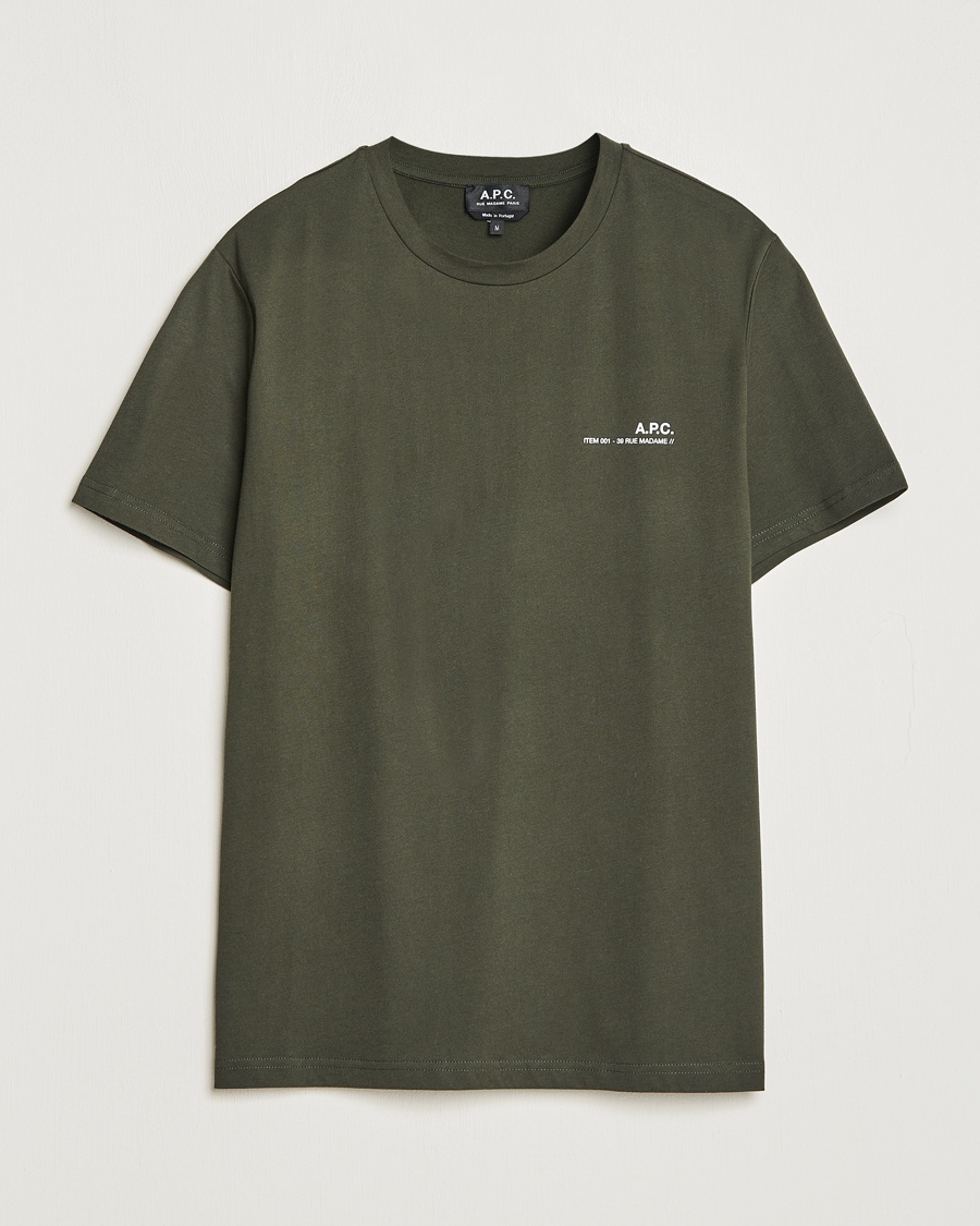 Herre | | A.P.C. | Item Short Sleeve T-Shirt Kaki