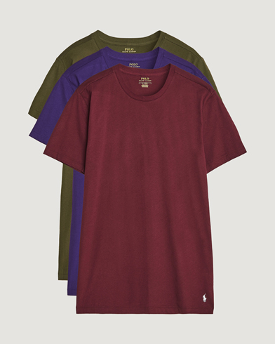 Herre | Flerpakning | Polo Ralph Lauren | 3-Pack Crew Neck T-Shirt Wine/Green/Purple