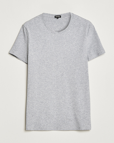 Herre |  | Zegna | Stretch Cotton Round Neck T-Shirt Grey Melange
