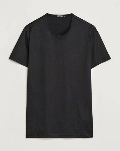 Herre | Kortermede t-shirts | Zegna | Filoscozia Pure Cotton Round Neck T-Shirt Black